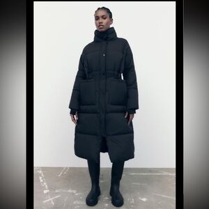 COPY - ZARA long line puffer quilted coat size small brand new with tags. Black